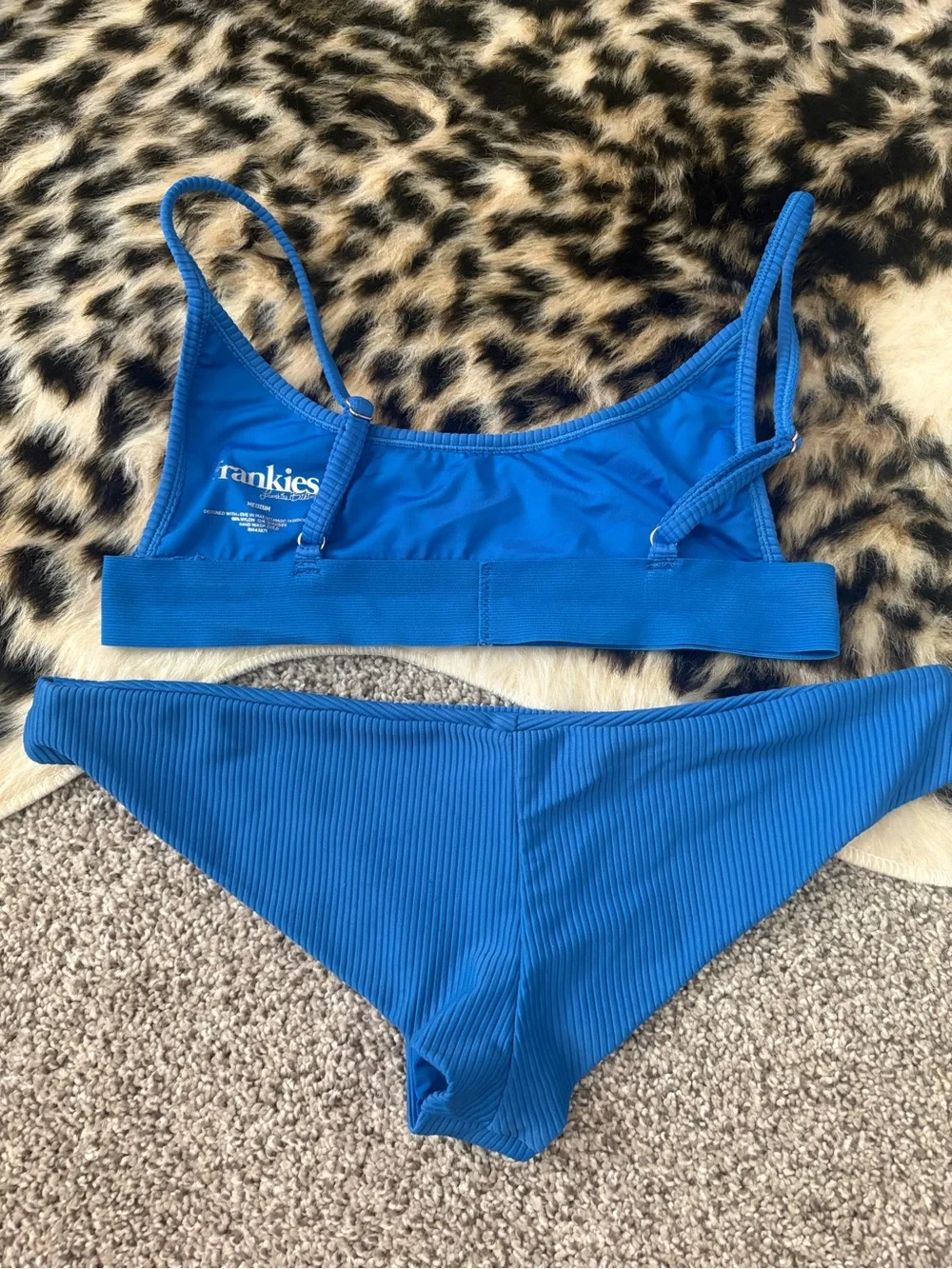 Frankies Ribbed Blue Bikini Two-Piece Set